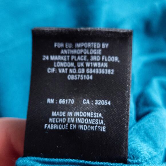 Maeve Anthropologie Teal Floral Midi Dress Size 16 Blue Garden Party - Picture 9 of 10